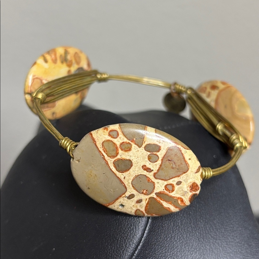 Bee Wired Natural Stone Bangle Bracelet Western Boho​
